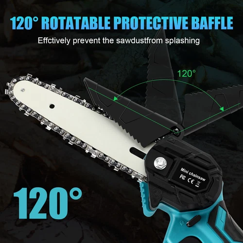 6" Mini Cordless Electric Chainsaw 2X Battery-Powered Wood Cutter Rechargeable - Picture 9 of 13
