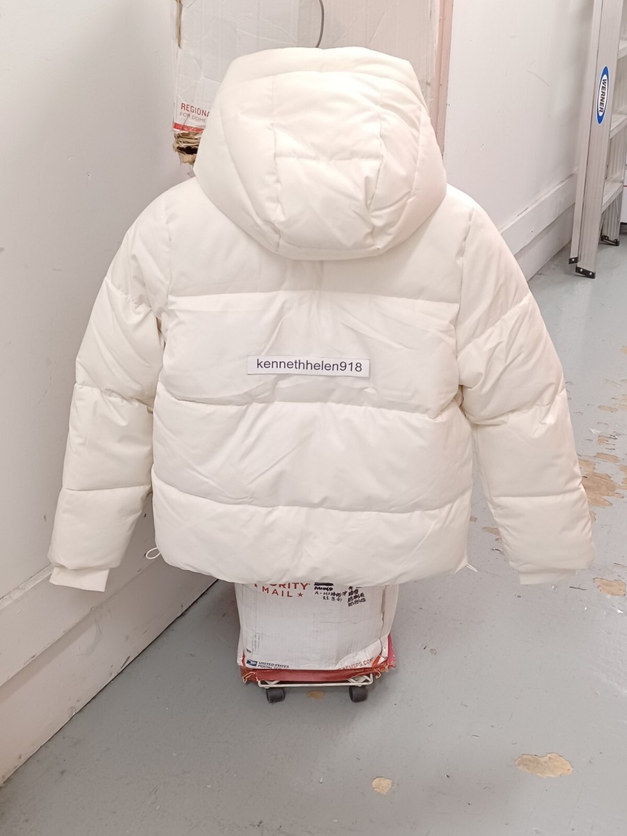 HOLLISTER FAUX FUR LINED ALL WEATHER PUFFER JACKET CREAM WHITE