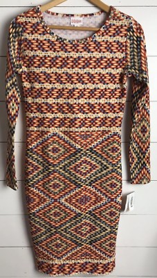 Lularoe Debbie Dress Elegant Red White Black Blue Gold shimmer Aztec XXS NWT