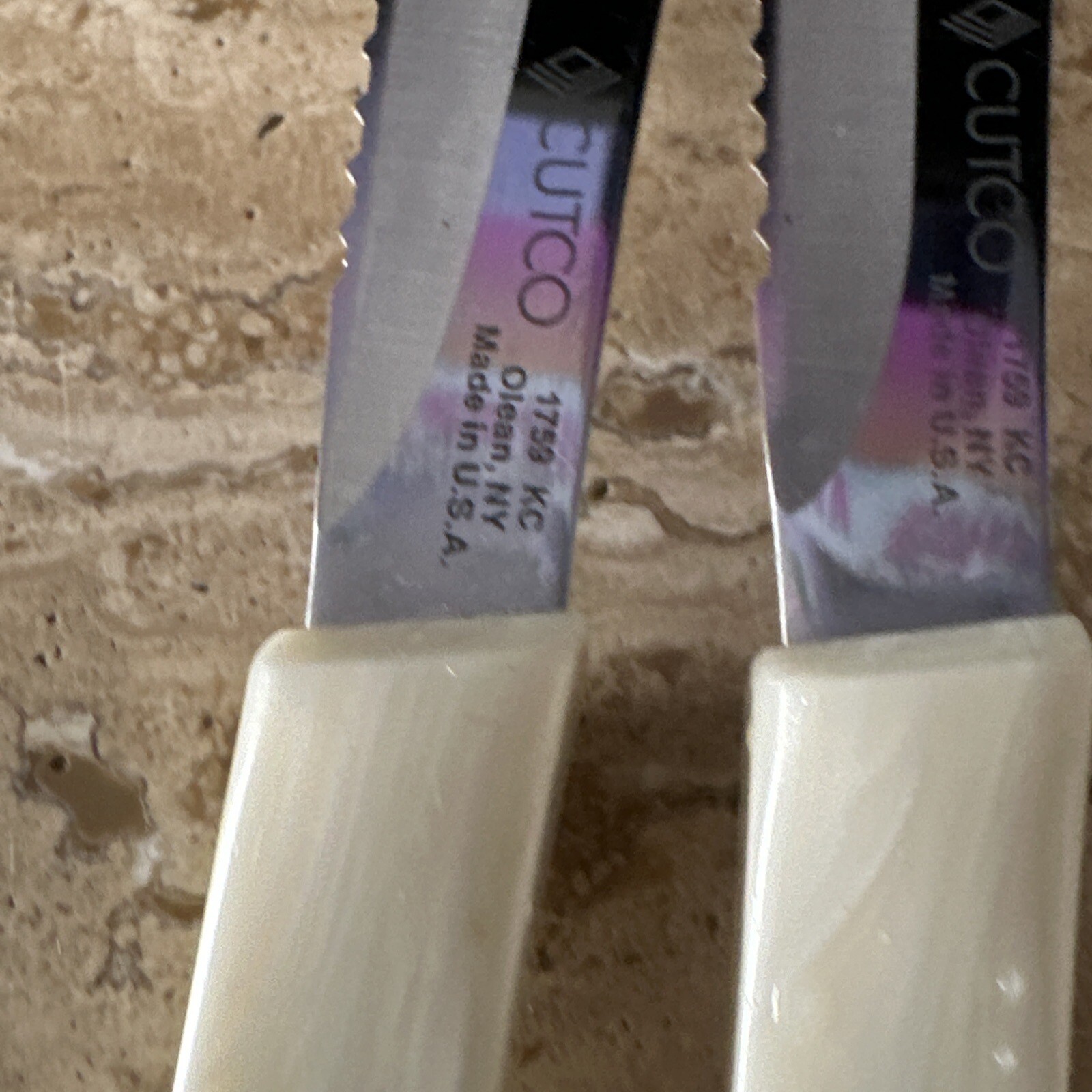 Set of 6 CUTCO Table / Steak KNIVES 1759kc Stainless Steel White Pearl