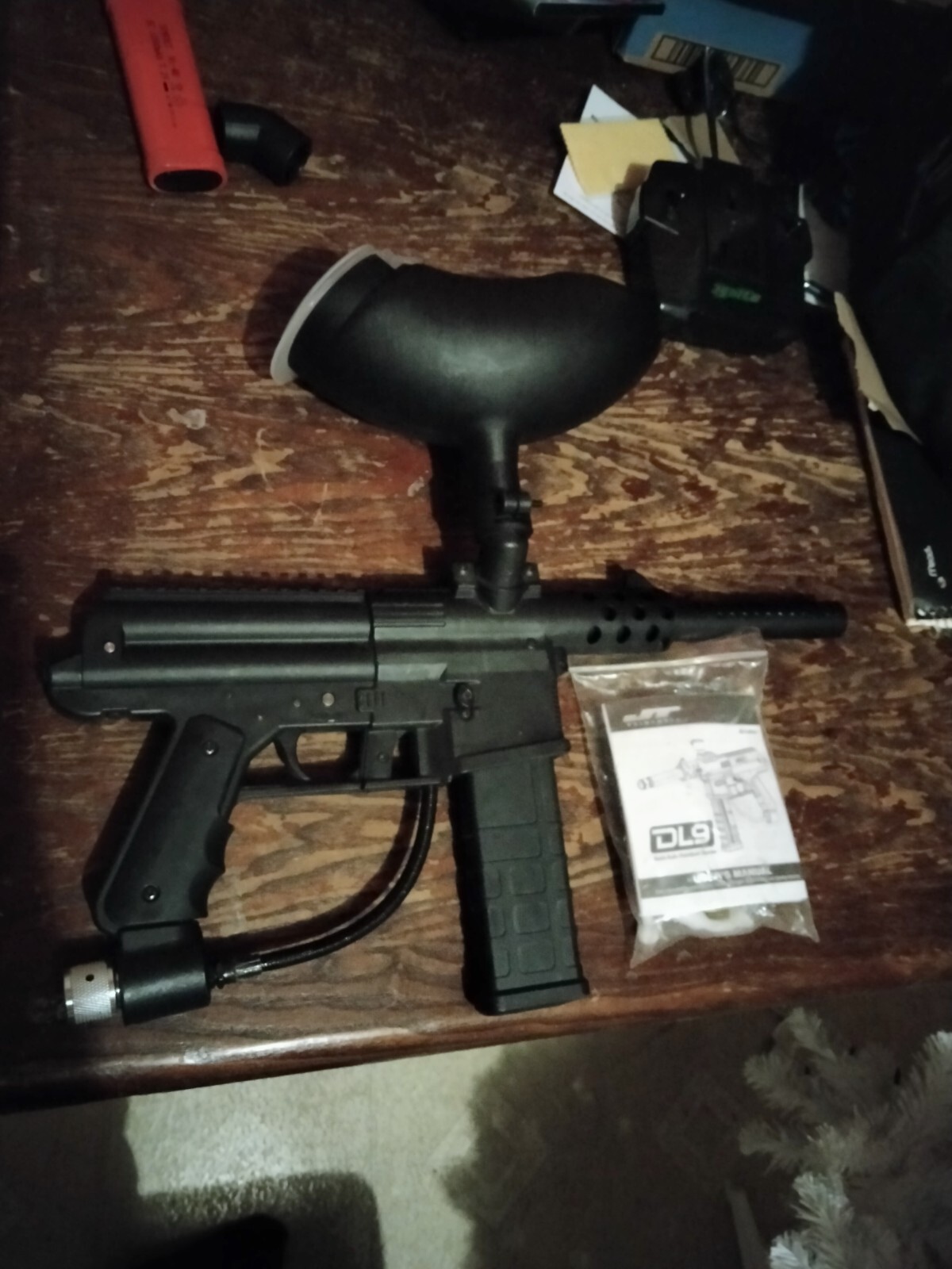 JT DL9 paintball gun dual load marker tec9 with spare magazine and