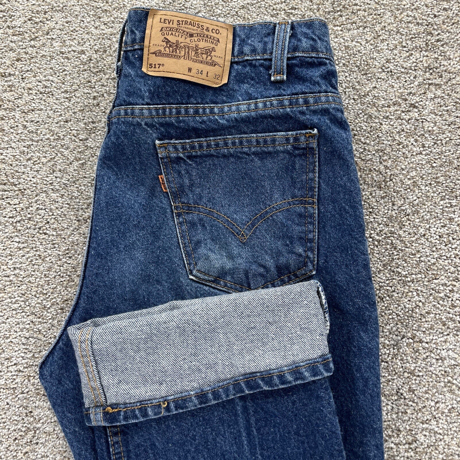 Vintage 1995 Levi's 517 Orange Tab Boot Cut Jeans 34x32 (Fits 32x32