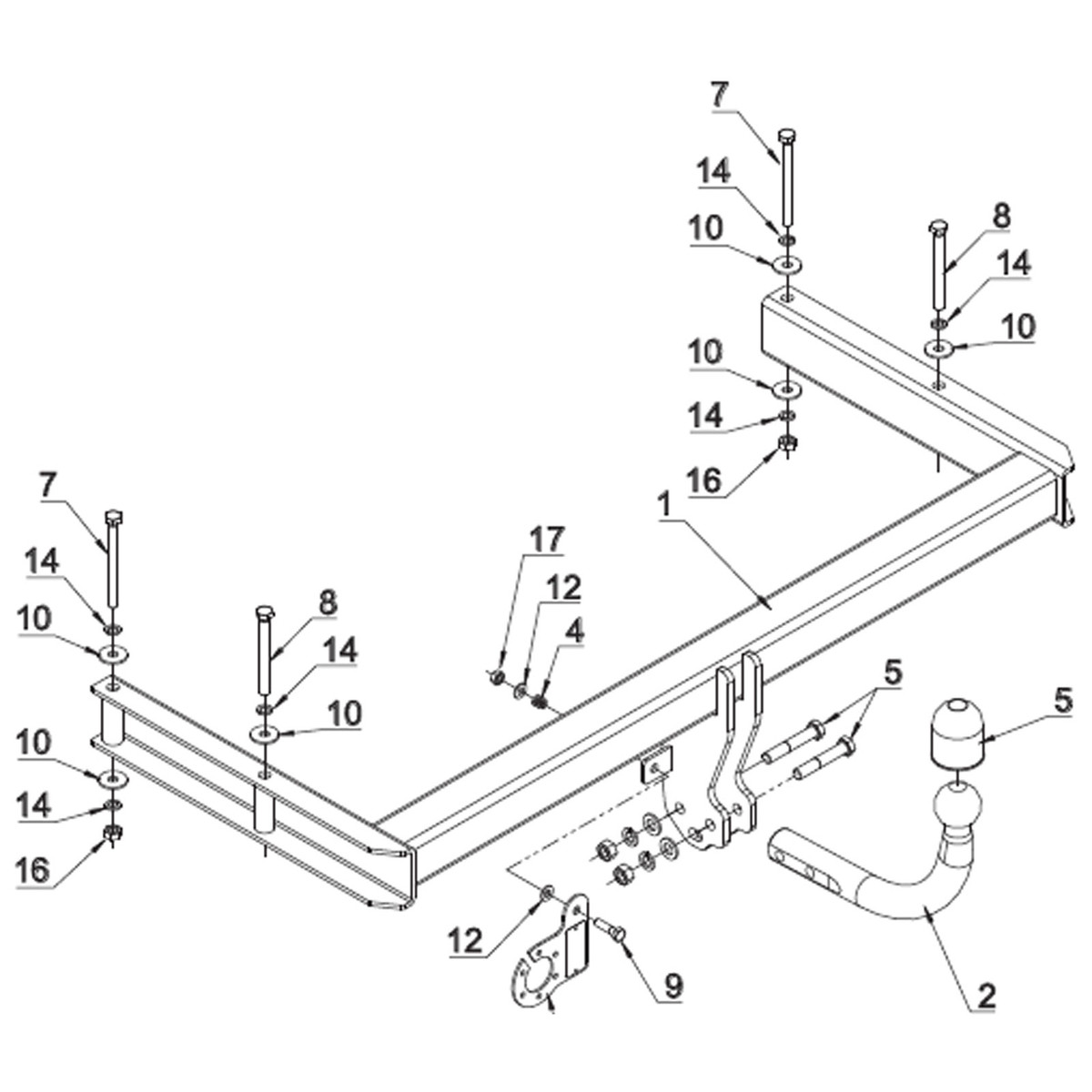 Attelage pour VW Passat berline 96-00 Auto Hak col de cygne avec faisceau complet 7 broches - 3
