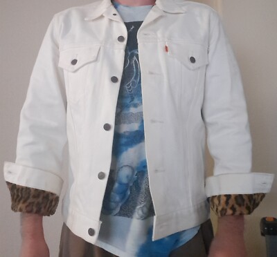 Levi's X Supreme Denim Jean Jacket White Leopard Print M LEVIS