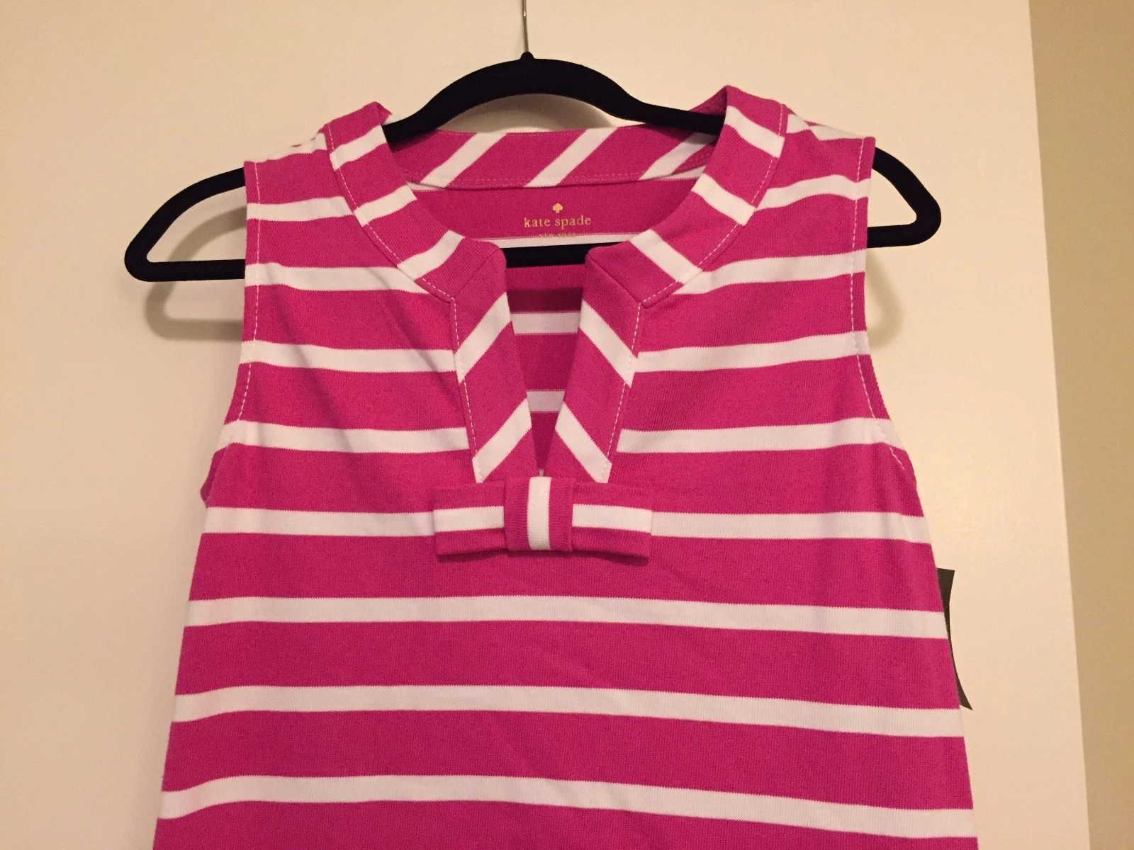 Abito a tubino Kate Spade Tropez rosa bianco righe cotone $ 195 nuovo con etichette taglia M