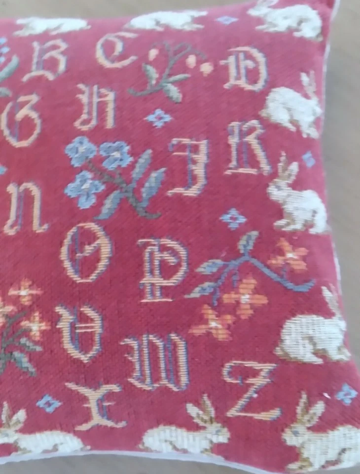 Bunny Rabbit ART de LYS ALMOHADA TAPIZ TEJIDO FRANCÉS PAÍS, 9" X 9" Foto 4 de 4