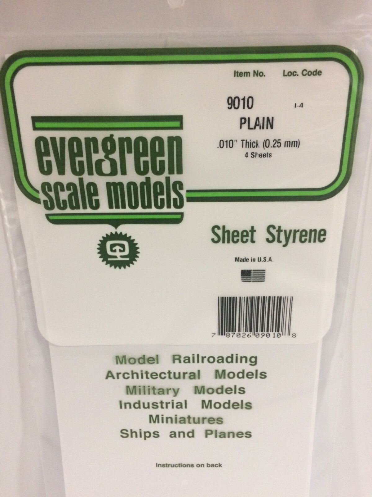 Evergreen EV9010 Polistirene bianco 15x30cm spess. 0,25mm (4pz) modellismo