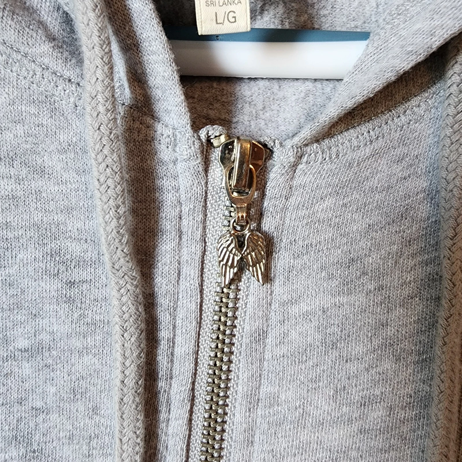 UNDERCOVER Victoria's Secret NYC Angels Felpa con cappuccio e zip da donna paillettes Bling Spellout Grigio L