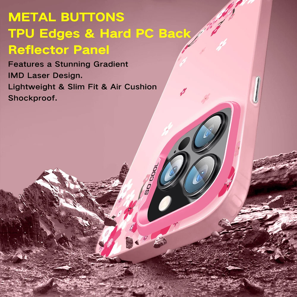 Floral Shockproof Phone Case for iPhone 15 Pro Max 14 16 Samsung S23 S24