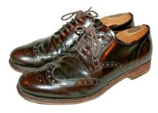 PRADA CORDOVAN SPAZZOLATO LEATHER BROGUE WINGTIP BROGUE OXFORDS sz 7.5 (US 8.5)