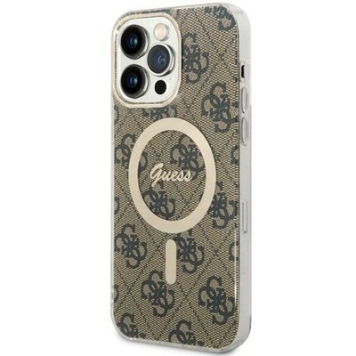 Guess Hülle für iPhone 14 Pro Max Hülle Braun case 4G MagSafe