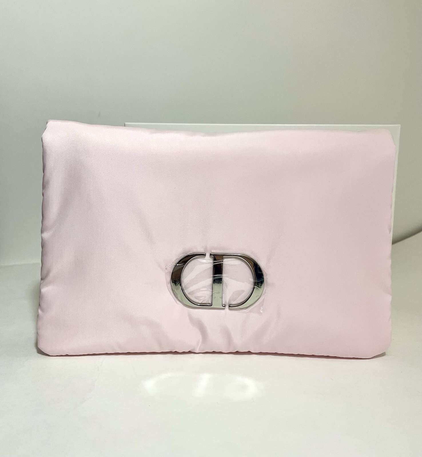 DIOR Pink Makeup Puffer Pouch Bag 8x5x2.5 Inches Genuine Designer Cosmetic Case  