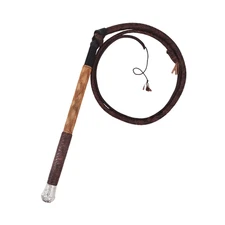 Indiana Jones-Style Bullwhip – 5 Ft Long, 12-Plait, Genuine Dark Brown Leather