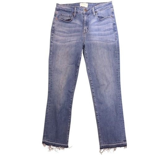 Parker Smith Bowery Straight Crop Jeans Raw Frayed Hem Milano Wash Size 29 Indie