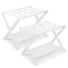 Aiowhy Luggage Rack,Suitcase Stand with Storage Shelf,Set of 2,Folding Luggag...