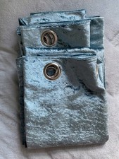 Pale blue crushed velvet curtains 137cm long x 110cm wide each
