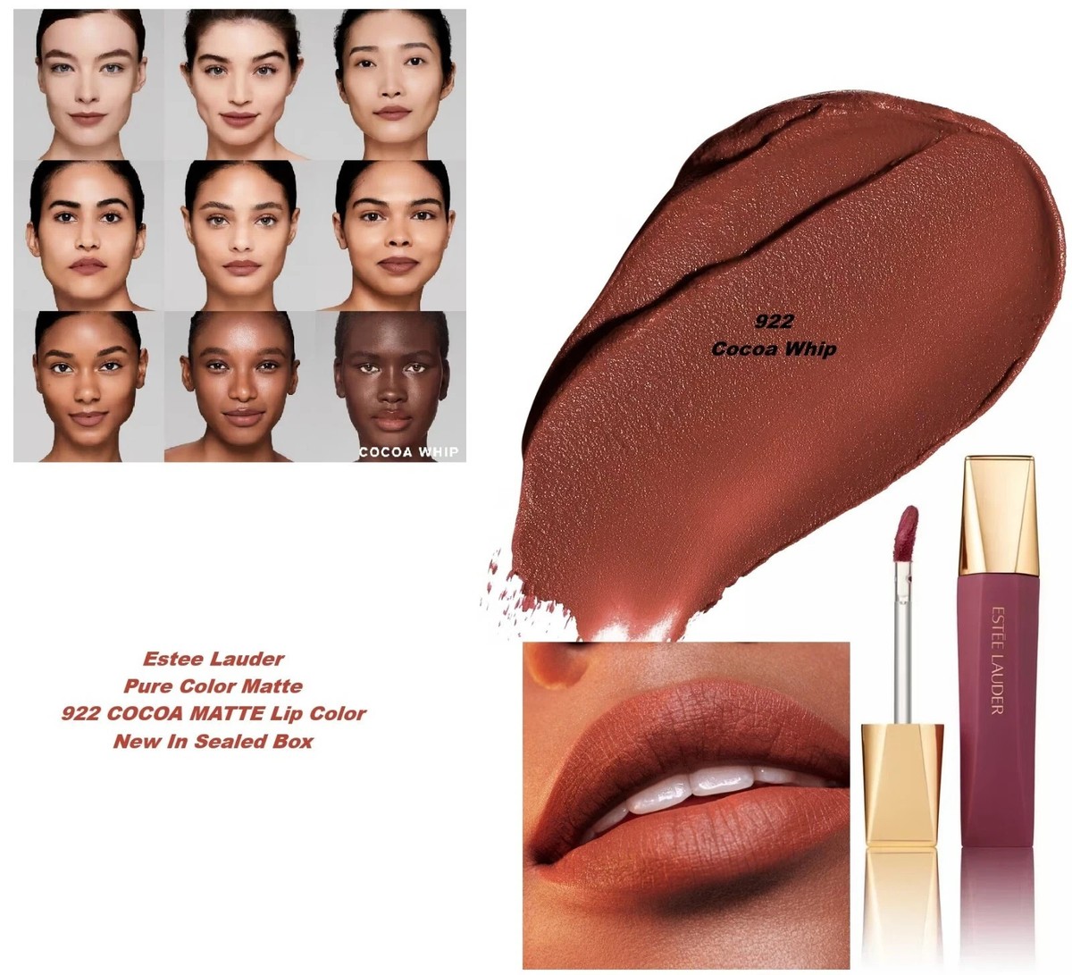 Estee Lauder ~ Pure Color Whipped Matte Lip Color~#922 Cocoa Whip