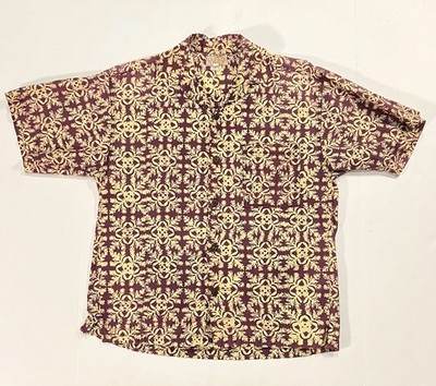 NOA NOA Hawaii Men's Short Sleeve Hawaiian Aloha Shirt Quilt Print Batik