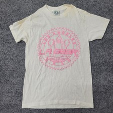 LA Gear T-Shirt Womens Size OSFA White Pink Puff Print Vintage 80s USA Made