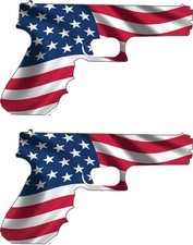 American Flag Pistol Usa Gun Rights Amendment 1 Pair Of Stickers Ruger 8 P100