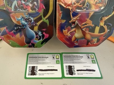 2x Mega Charizard Tin Set (X+Y) UNUSED CODE CARDS (CODES ONLY!!) PTCG LIVE CODE