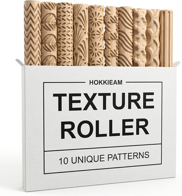 Clay Texture Rollers, 10 PCS Plastic Polymer Clay and Pottery Tool | Create Text