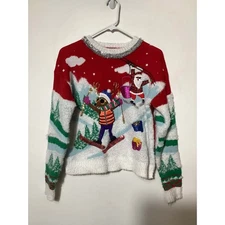 Hooked Up IOT Juniors Santa Reindeer Christmas Sweater Size S Brand Nwe NWT