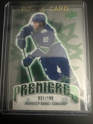 24/25 Upper Deck Ice Premieres Arshdeep Bains #201 Emerald Green 031/199 Level 4