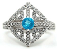 2CT Blue Topaz  Topaz 925 Solid Genuine Sterling Silver Ring Sz 6 UB3-9