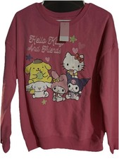 NEW SANRIO HELLO KITTY FRIENDS COZY GRAPHIC SWEATSHIRT PINK WOMENS SIZE S