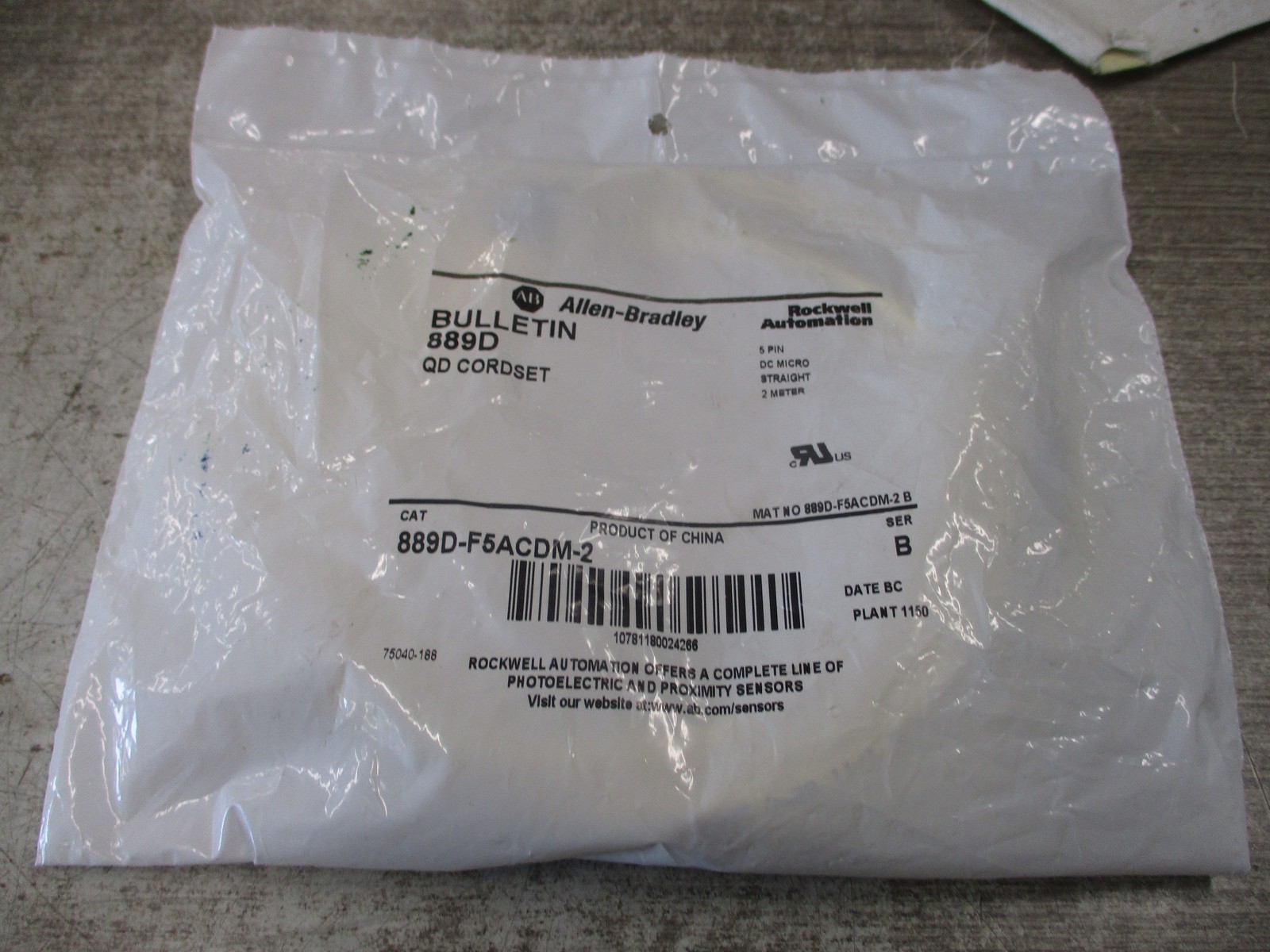 Allen-Bradley QD Cord Set 889D-F5ACDM-2 Ser. B 5-Pin 2-Meter New Surplus