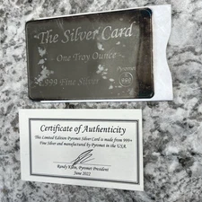 Pyromet 1 Oz Silver Card .999 Fine silver