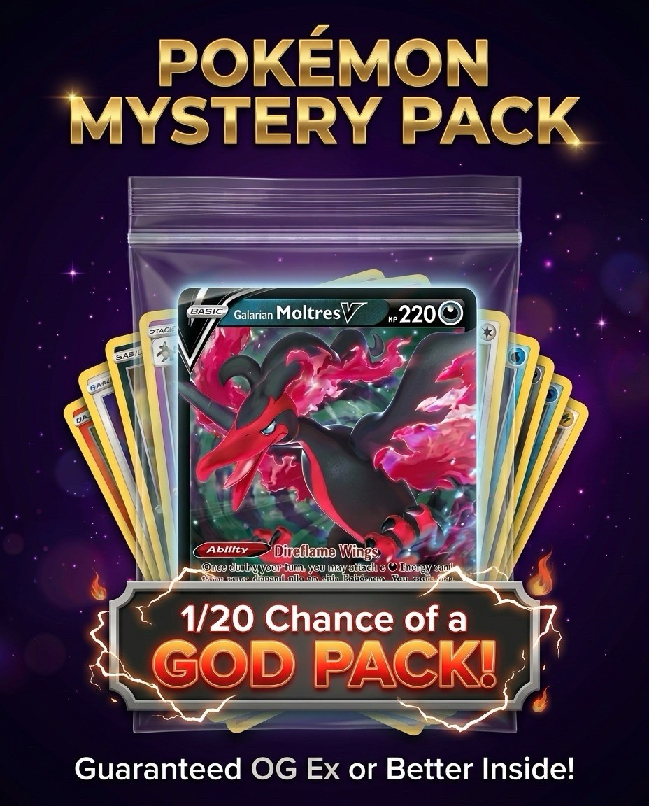 Themed Pokemon Card Mystery Pack, OG Ex’s, V’s, VMAX’s, And Holos  Guaranteed