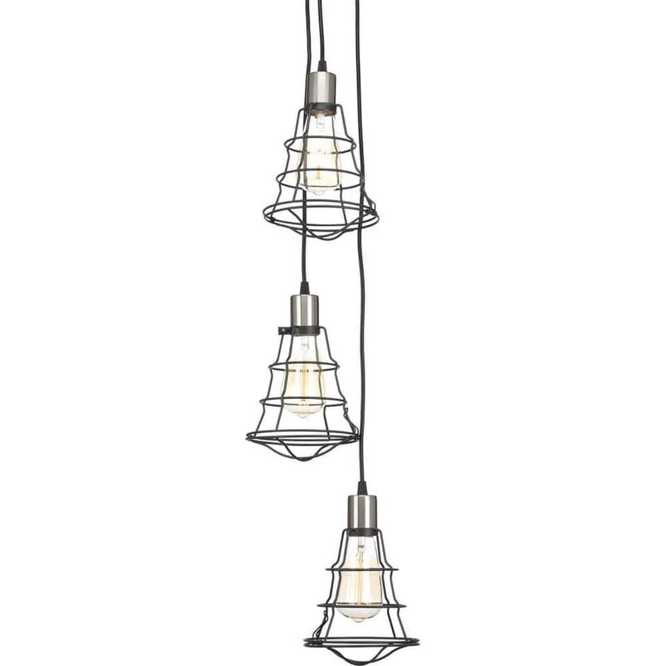 Progress Lighting Gauge Collection 3-light Graphite Chandelier, Industrial Cage - Image 2 of 4