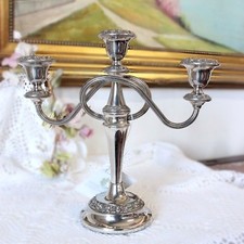 Candelabro antico in argento silver plated candeliere portacandele a 3 fiamme XL
