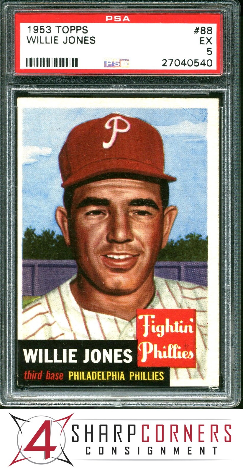 1953 TOPPS #88 WILLIE JONES PHILLIES PSA 5