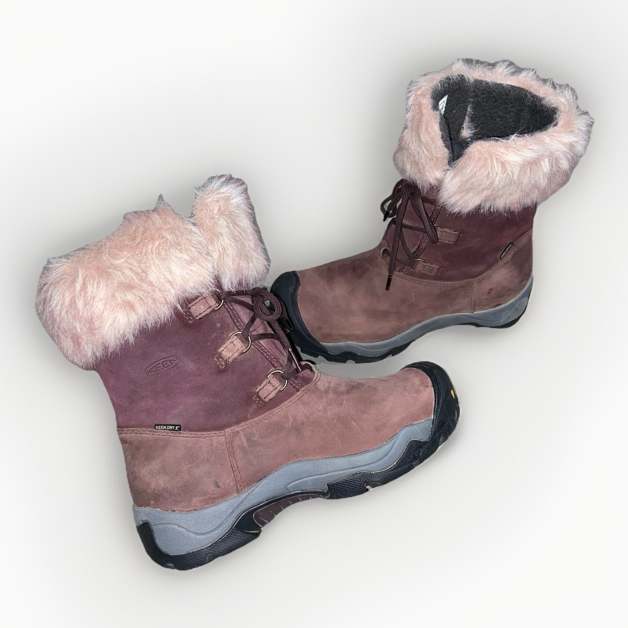 Stivali da trekking KEEN pelliccia sintetica impermeabili donna taglia 9 5 scarpe invernali rosa marrone