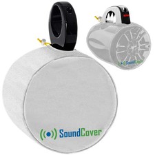 White 600D Marine Wake Tower Speaker Covers   Small H 7.9"  W 7.9"  D 8.3"...