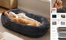 Human Dog Bed, 71.0" x 44.0" x 12.0" 71.0"L x 44.0"W x 12.0"Th Dark Grey