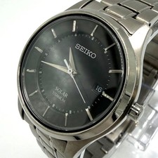 Seiko Selection Solar Titanium Watch Black Dial Silver wrist 16cm/6.3in
