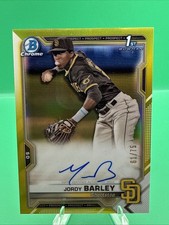 2021 Bowman Chrome Jordy Barley 1st Prospect Auto /75  #CPA-JBA San Diego Padres