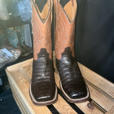 Tony Lama Men s Caiman Belly Western Cowboy Boots Brown Size 7D