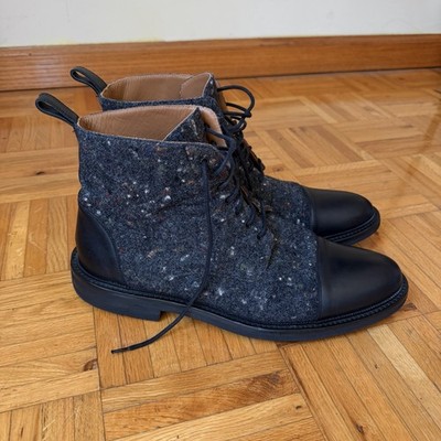 Taft The Jack Men  Black Leather Gray  Starry  Night Wool Men Boots EU 43 US 10