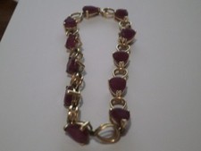 Natural Ruby Eight Carat 10kt Gold Tennis Bracelet 7.5 Inch Heavy 9.4 Grams