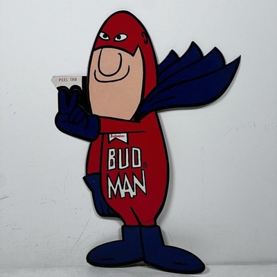 Bud Man Peace Sign Sticker Vintage Budweiser