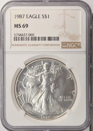 1987 American Silver Eagle - NGC MS69 - A878