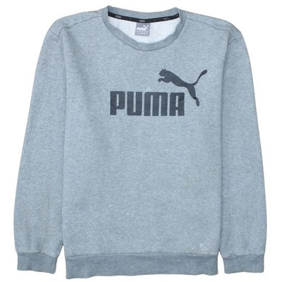 Puma Herren Pullover Sweatshirt grau Logo Rundhals Größe L