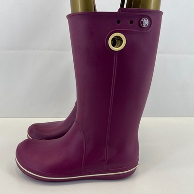 Crocs Damen Crocband Jaunt Gummistiefel in Lila Festival Regen hohe Stiefel Größe 7