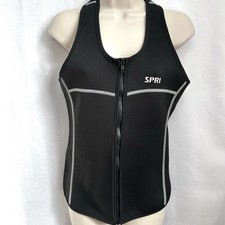 SPRI Women's Neoprene Sauna Exercise Vest Black Size Medium Full Zip Design Open