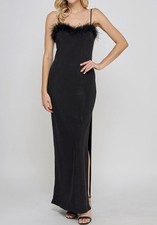Speechless Women's Juniors' Black Studded Feather-Trim Sweetheart Dress Size XXS